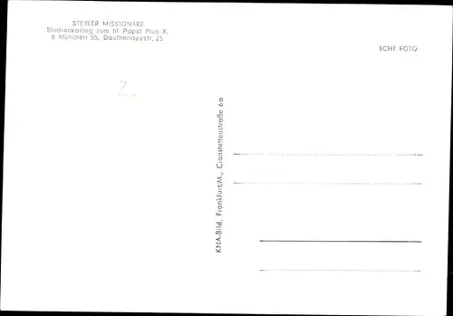 Ak München, Steyler Missionare, Studienkolleg zum hl. Papst Pius X