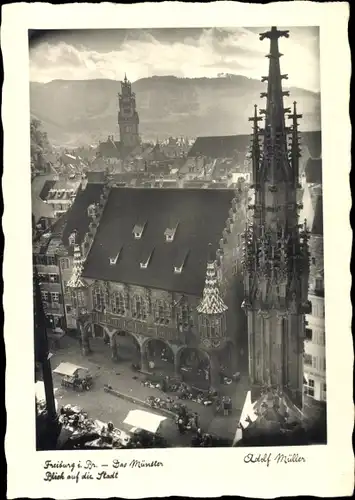 Ak Freiburg im Breisgau, Stadt mit Münster
