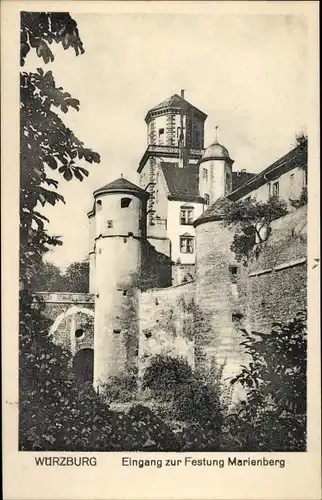 Ak Würzburg am Main Unterfranken, Festung Marienberg, Eingang