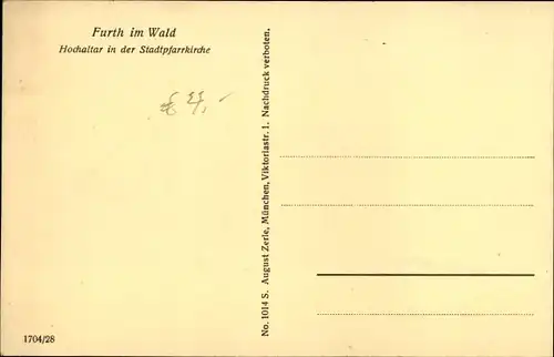 Ak Furth im Wald Oberpfalz Bayern, Hochaltar, Stadtpfarrkirche