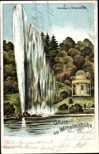 Litho Bad Wilhelmshöhe Kassel in Hessen, Fontaine