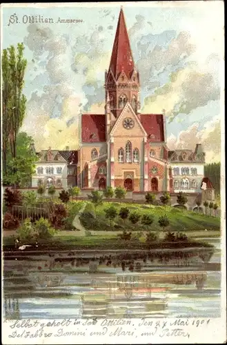 Litho Sankt Ottilien Eresing in Oberbayern, Erzabtei Sankt Ottilien