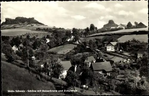 Ak Schöna Sächsische Schweiz, Kaiserkrone, Zirkelstein