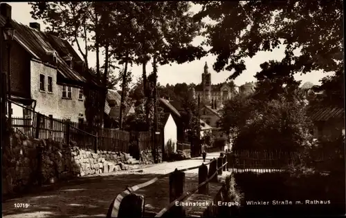 Ak Eibenstock im Erzgebirge Sachsen, Winkler Straße, Rathaus