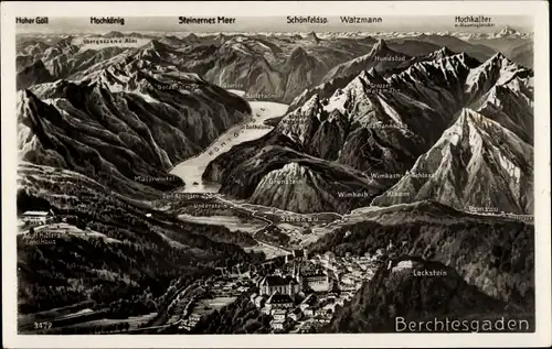 Ak Berchtesgaden in Oberbayern, Watzmann, Lockstein, Landkarte