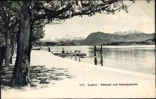 Ak Luzern Stadt Schweiz, Seequai, Alpen