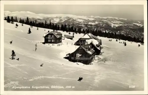 Ak Görlitzen Kärnten, Alpenpension Bergerhütten, Winter