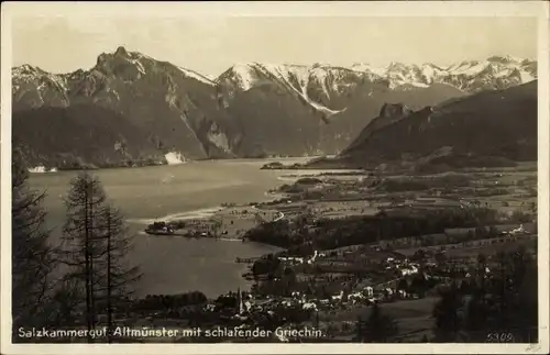 Ak Altmünster am Traunsee Oberösterreich, Gesamtansicht, schlafende Griechin
