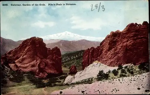 Ak Colorado Springs Colorado USA, Garten der Götter, Pike's Peak