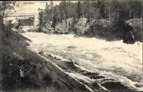 Ak Imatra Finnland, Blick auf den Fluss, Brücke