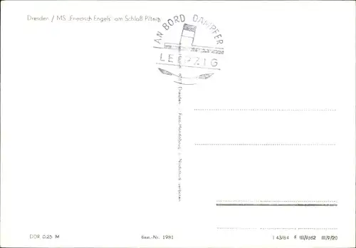Ak Fahrgastschiff MS Friedrich Engels auf der Elbe, Schloss Pillnitz