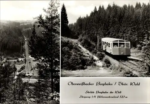 Ak Oberweißbacher Bergbahn, Thüringer Wald, Steigung, Standseilbahn