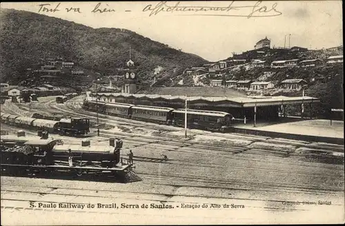 Ak Brasilien, Sao Paulo Eisenbahn, Serra de Santos, Bahnhof Alto da Serra