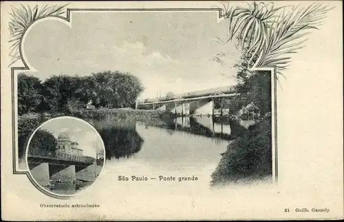 Ak São Paulo Brasilien, große Brücke, Astronomisches Observatorium