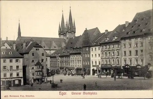 Ak Cheb Eger Region Karlsbad, Unterer Marktplatz