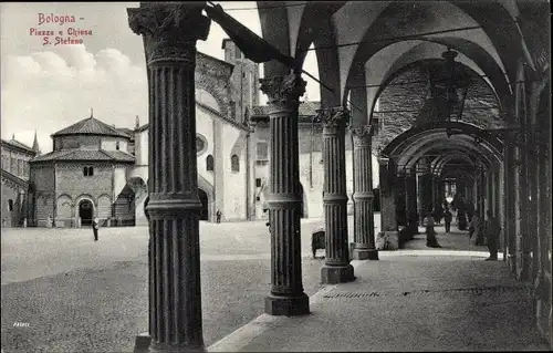 Ak Bologna Emilia Romagna, Piazza e Chiesa S. Stefano