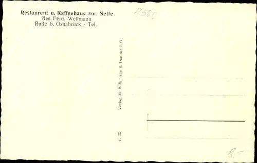 Ak Rulle Wallenhorst Niedersachsen, Restaurant und Kaffeehaus Zur Nette