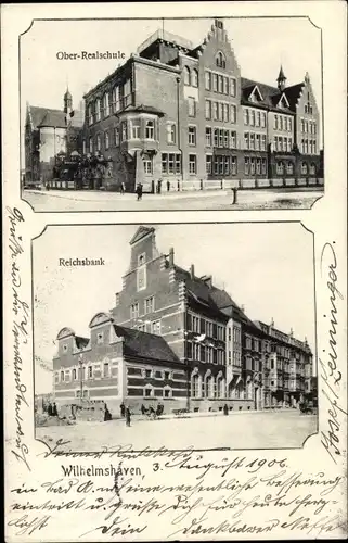 Ak Wilhelmshaven an der Nordsee, Oberrealschule, Reichsbank