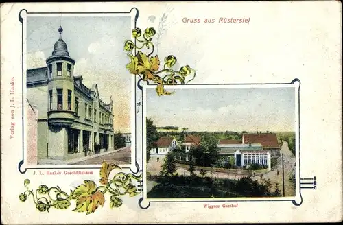 Ak Rüstersiel Wilhelmshaven an der Nordsee, Geschäftshaus, Wiggers Gasthof