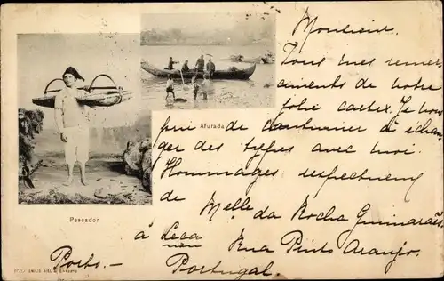 Ak Portrait von Fischer, Boot am Strand