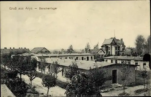 Ak Orzysz Arys Ostpreußen, Truppenübungsplatz, Barackenlager