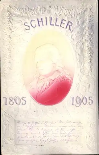 Präge Litho Schriftsteller Friedrich von Schiller, Portrait