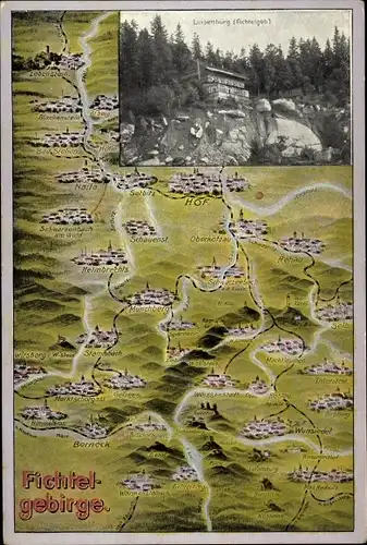 Landkarten Ak Luisenburg Wunsiedel in Oberfranken, Fichtelgebirge, Hof, Naila
