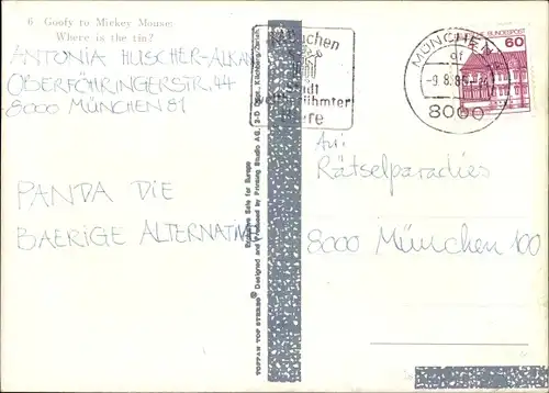 3D Ak Disney, Micky Maus und Goofy streichen Haus und Zaun