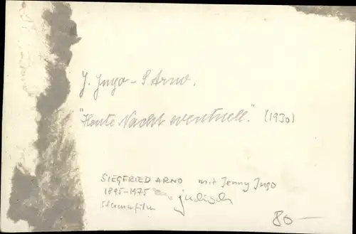 Foto Schauspielerin Jenny Jugo mit Siegfried Arno, Filmszene, Autogramm