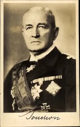 Foto Ak Vizeadmiral der Kaiserlichen Marine Wilhelm Anton Souchon, Portrait, Autogramm