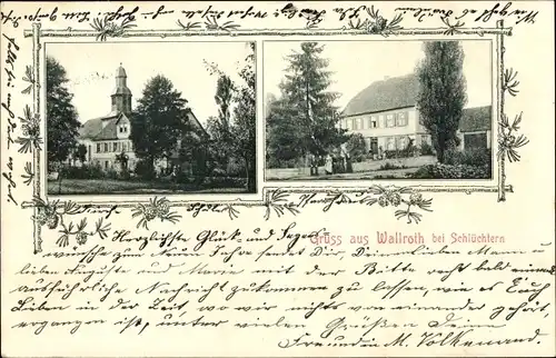 Ak Wallroth Schlüchtern in Hessen, Kirche, Ortsansicht
