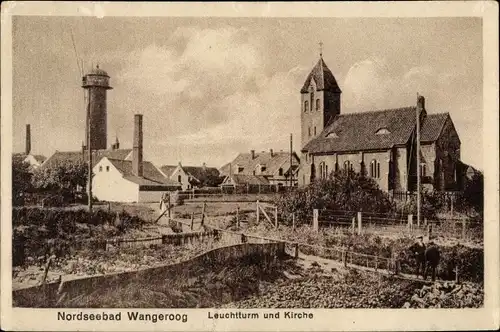 Ak Nordseebad Wangeroog Wangerooge in Ostfriesland, Leuchtturm, Kirche