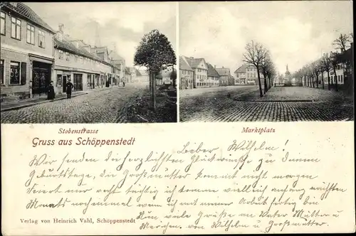 Ak Schöppenstedt in Niedersachsen, Stobenstraße, Marktplatz