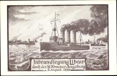 Ak Liepaja Libau Lettland, Deutsches Kriegsschiff, Augsburg, Kleiner Kreuzer, I WK