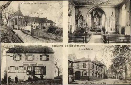 Ak Bischenberg Bischoffsheim Bischofsheim Elsass Bas Rhin, Kirche, Innenansicht, Restaurant