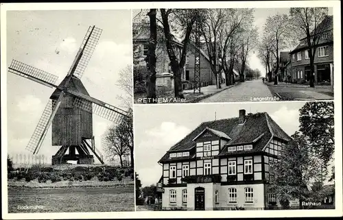 Ak Rethem an der Aller, Bockmühle, Langestraße, Rathaus