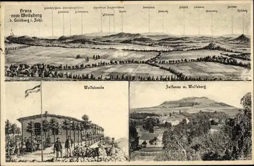 Ak Podgórnik Seifenau bei Goldberg in Schlesien, Panorama, Wolfsberg, Wolfsbaude, Wolfsbergbaude