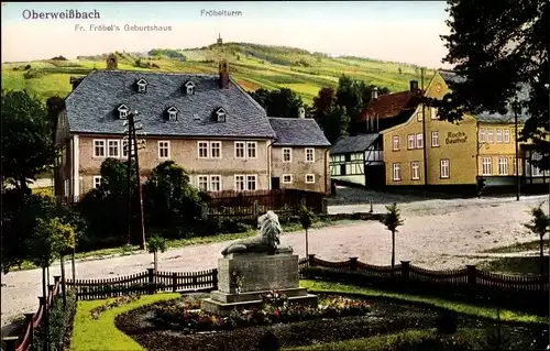 Ak Oberweißbach im Weißbachtal Thüringen, Fr. Fröbel' s Geburtshaus, Fröbelturm