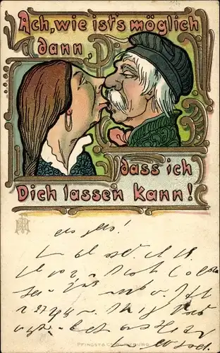 Künstler Ak Ach, wie ist's möglich dann, dass ich Dich lassen kann, altes Liebespaar