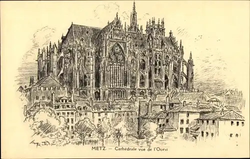 Ak Metz Moselle, Kathedrale, Westseite
