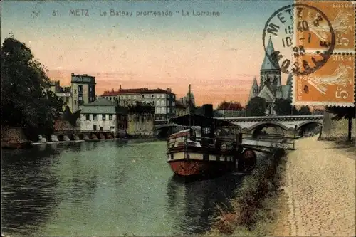 Ak Metz Moselle, Promenade Le Bateau, Lothringen