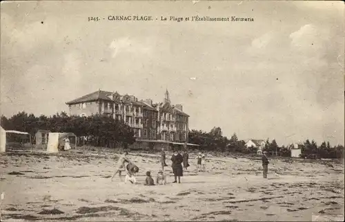 Ak Carnac Plage Morbihan, Strand, Etablissement Kermaria