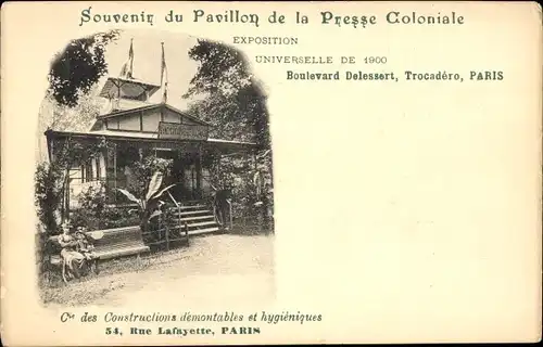 Ak Paris XVIe Trocadéro, Weltausstellung 1900, Kolonialpressepavillon