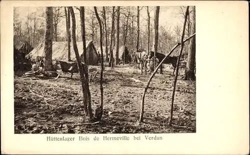 Ak Verdun Meuse, Hüttenlager Bois de Hermeville