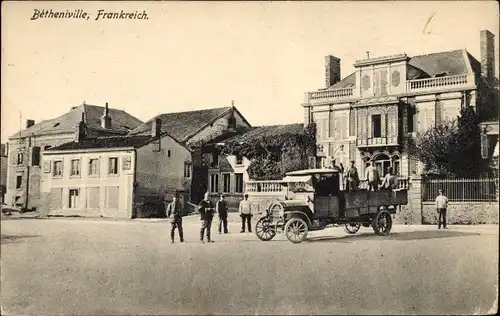 Ak Betheniville Marne, Platz, Wagen, Soldaten