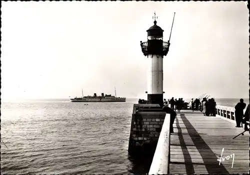 Ak Calais Pas de Calais, Das Ende des Piers, Leuchtturm