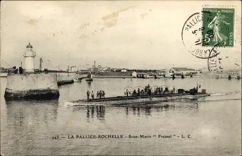 Ak La Pallice Rochelle Charente Maritime, Französisches U Boot, Fresnel, Leuchtturm