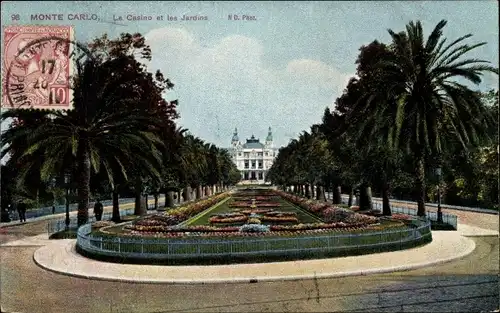 Ak Monte-Carlo Monaco, Casino und Gärten