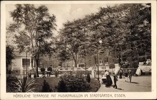 Ak Essen im Ruhrgebiet, Stadtgarten, nördliche Terrasse, Musikpavillon