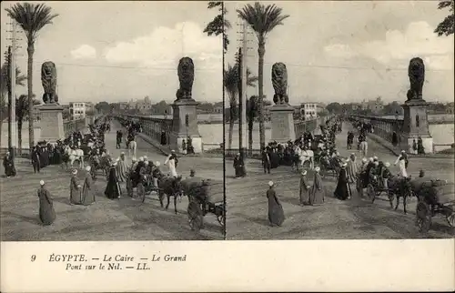 Stereo Ak Cairo Kairo Ägypten, Qasr El Nil Brücke